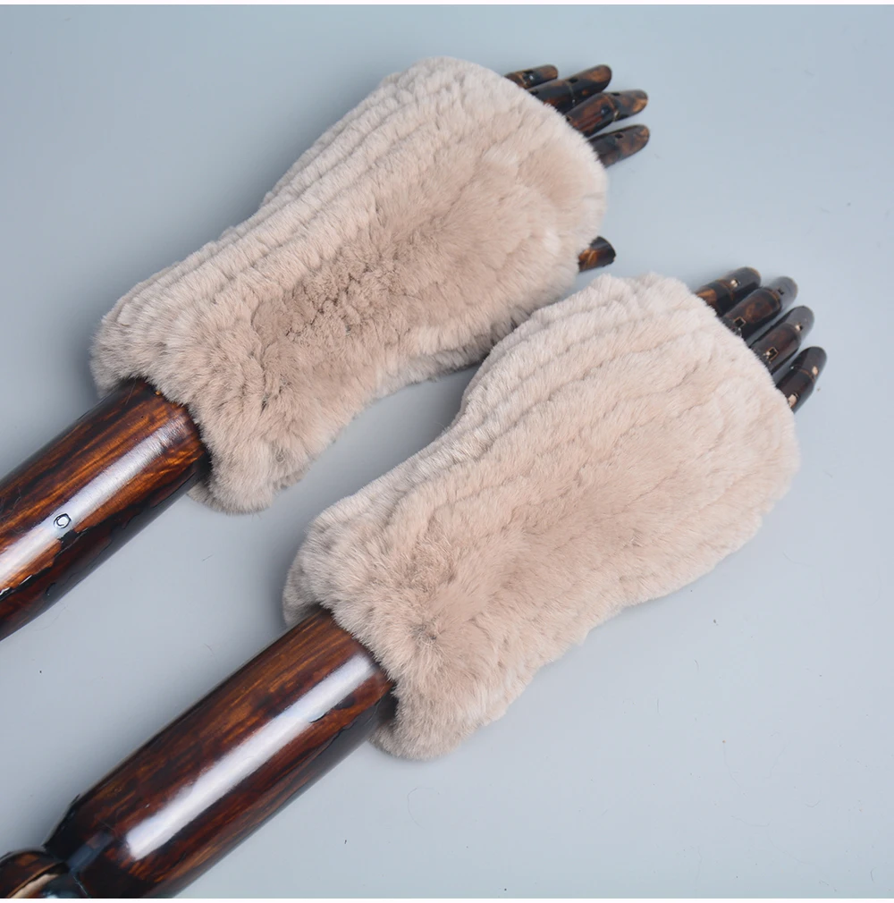 Lady Winter 100% Natural Real Rex Rabbit Fur Glove Women Soft Rex Rabbit Fur Glove Foashion Warm Knitted Genuine Fur Gloves