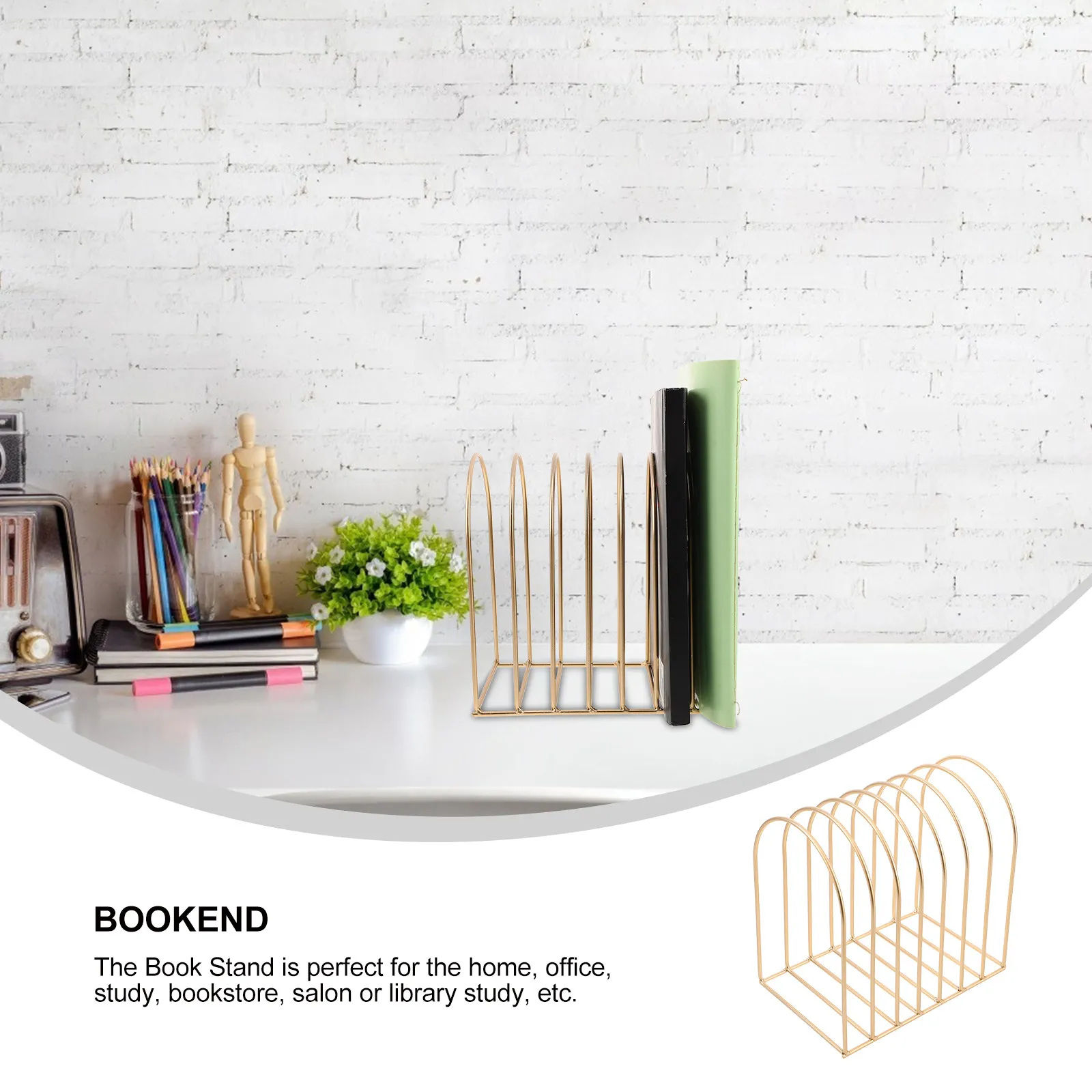 Creative Iron Desktop Organizer Magazine Holder Small Bookshelf Rack for Office Dorm Bedside File Book Storage