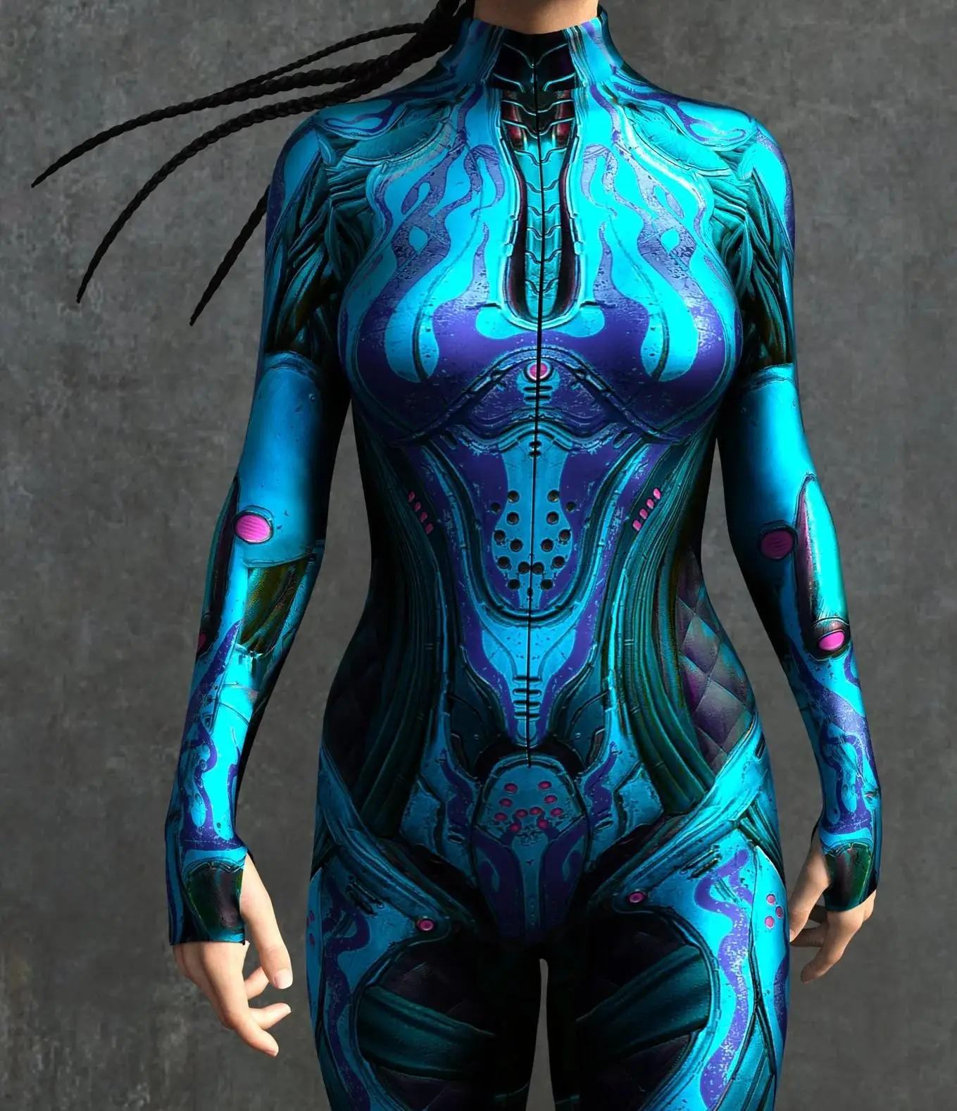 Mechanischer Rüstungsanzug für Frauen, Cyber-Fighter-Cosplay-Bodysuit, Steampunk-Kostüm, Zentai-Anzug für Halloween-Partys – Detail 12