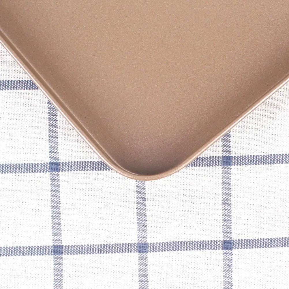 

10 Inches Rectangular Cake Pan Non-Stick Carbon Steel Baking Tray for Birthday Cakes Golden Baking Pan