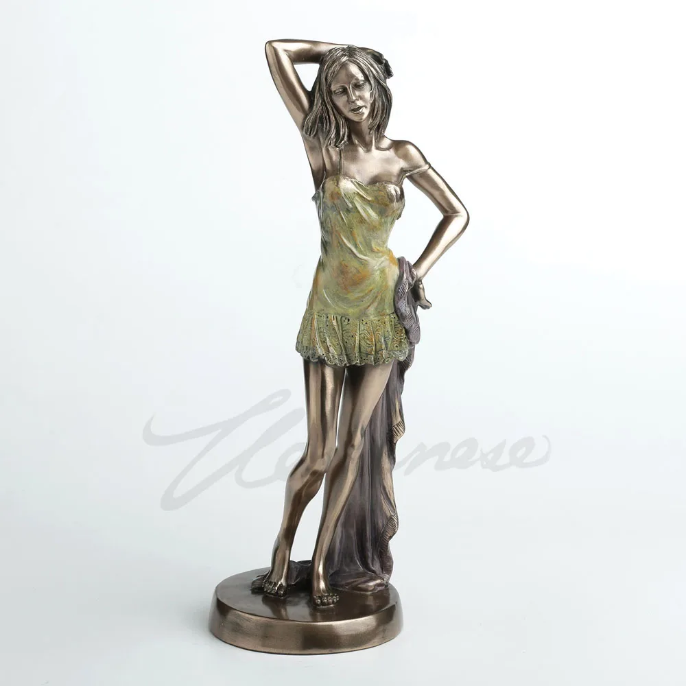 Vintage Greek Mythology Character Elegant Lady Resin Statue Antique Bronze Finish Fashion Woman Figurine Home Tabletop Decor