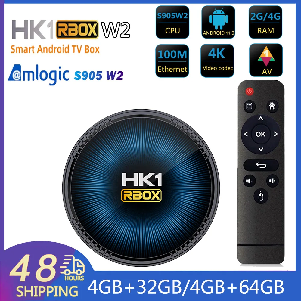 

New HK1 W2 Smart TV Box Android 11 Amlogic S905W2 Support AV1 5G Wifi BT 4K Media Player HK1 RBOX W2 Set Top Box TV Box