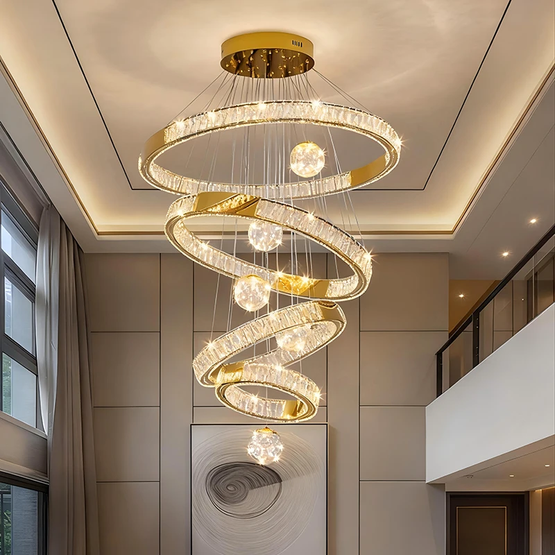 Modern Home Decoration Crystal Chandelier, Stair Pendant Lamp, Living Room Pendant Lights, Interior Lighting