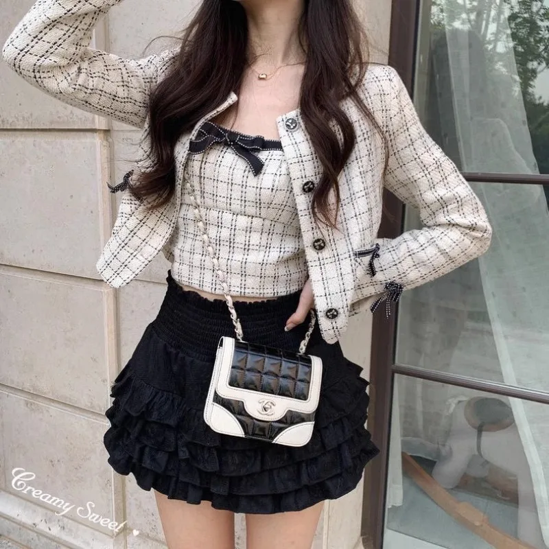 Y2k spódnice damskie Lolita moda na cały mecz Harajuku randki baletcore seksowne Hotsweet wielowarstwowe w pasie Mini Faldas College Ins