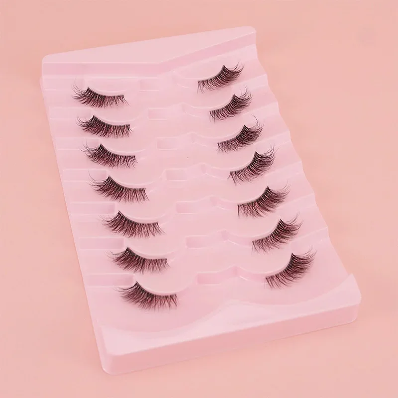 7 Pairs Transparent Stem Eyelashes Elongated Crossed Thick Curly False Eyelashes