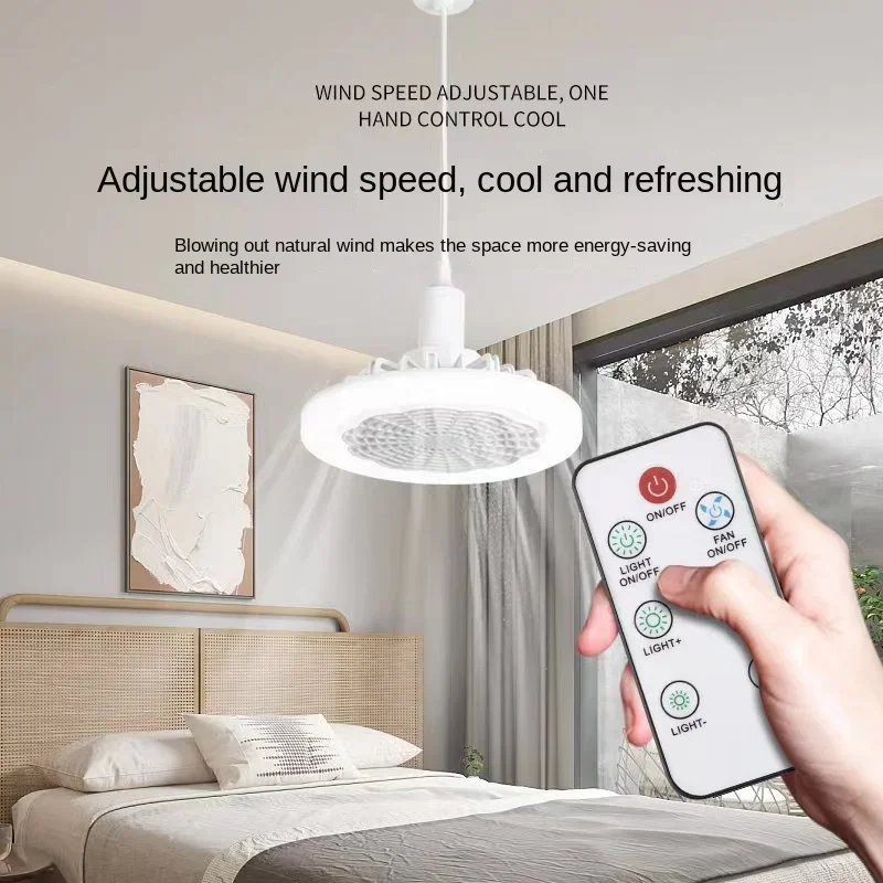 

newCeiling Fan with E27 Lamp 3 Speed Silent 360 ° Rotation Cooling Fans Light Remote Control Home Modern Chandeliers for Bedroom