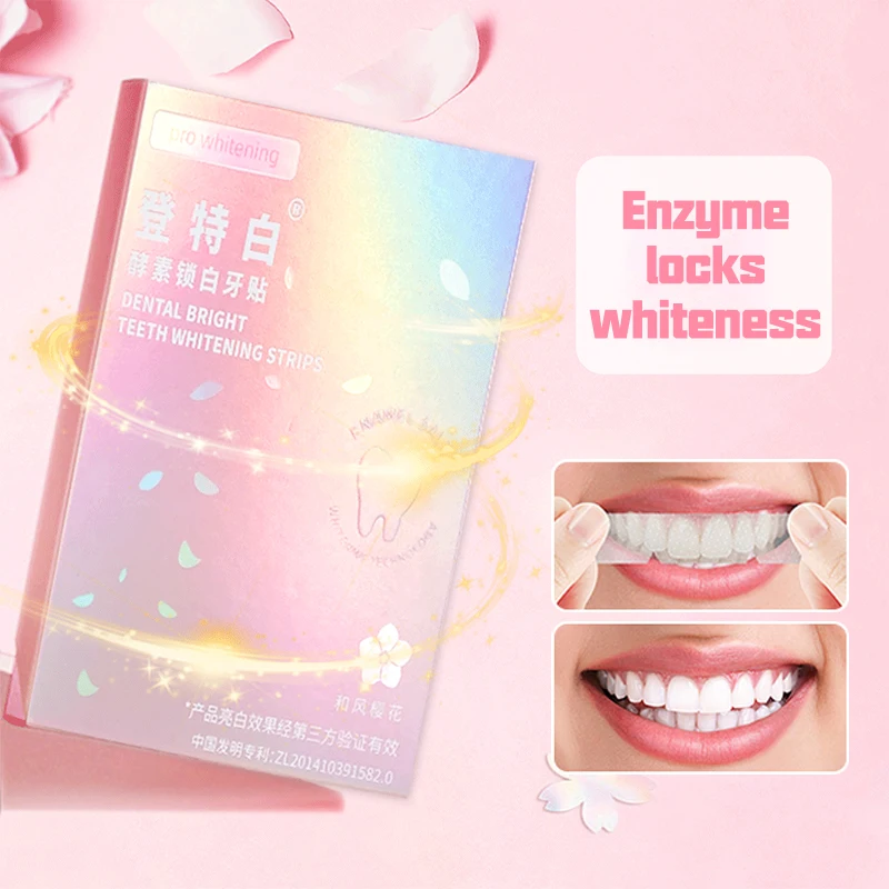 Dentes Whitening Adesivo, Sakura Enzyme Gel, Tooth Whitener Strip, Mancha De Fumaça Amarela, Manchas De Chá, Higiene Oral, 14Pcs