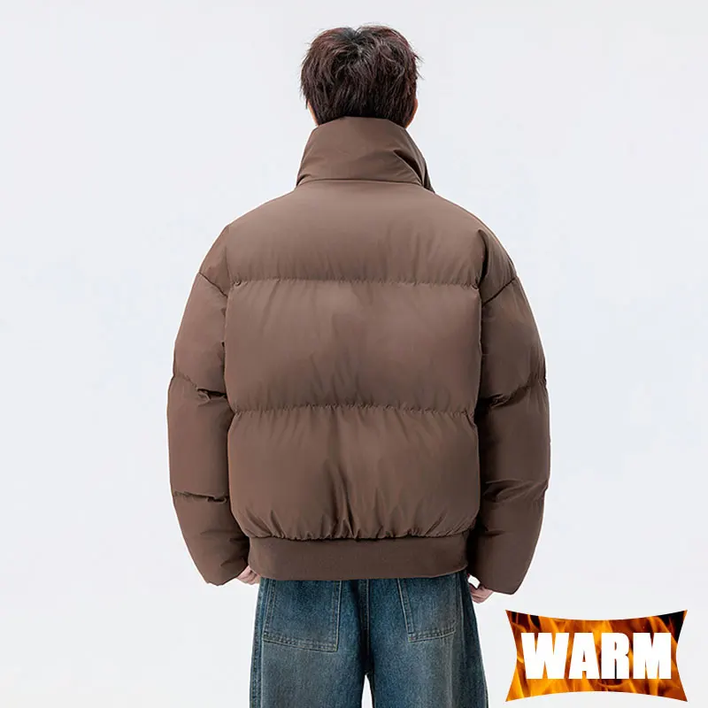 Winter Padded Jacket Women Outdoor Windproof Stand Collar Camping Jacket Men Solid Thickened Warm  Zippered Travel Casual Jacket