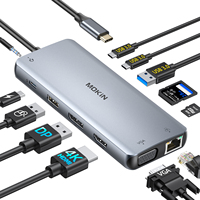 MOKiN 14 in 1 Docking Station Dual Monitor,USB C HUB with 4K60Hz HDMI,VGA,DP,RJ45 1Gbps,4 USB Ports,SD/TF,Hub for HP Dell Lenovo