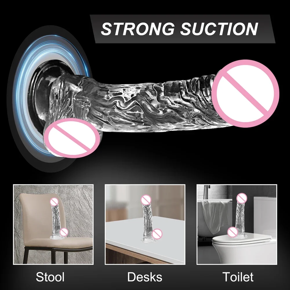 4 Sizes Transparent Soft Jelly Dildo Realistic Fake Dick Penis Sucker Butt Plug Sex Toys for Woman Men Vagina Anal Sex Toys - Image 2