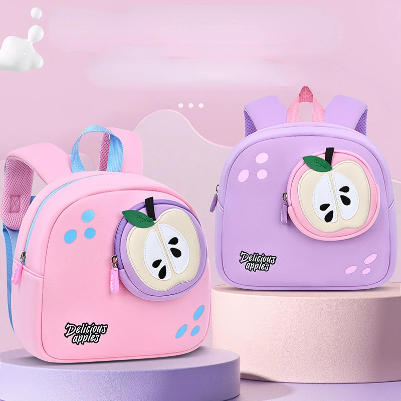 

Chikage New Cute Apple Kindergarten Schoolbag for Boys and Girls 1-6 Year Old Cartoon Bags Children'sbackpack Gift