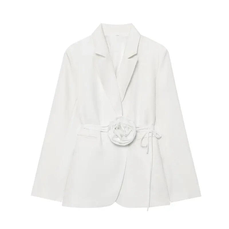 Faionable longo sve terno feminino jaet outono 2025 gravata floral design versátil sli europeu sle cena casual