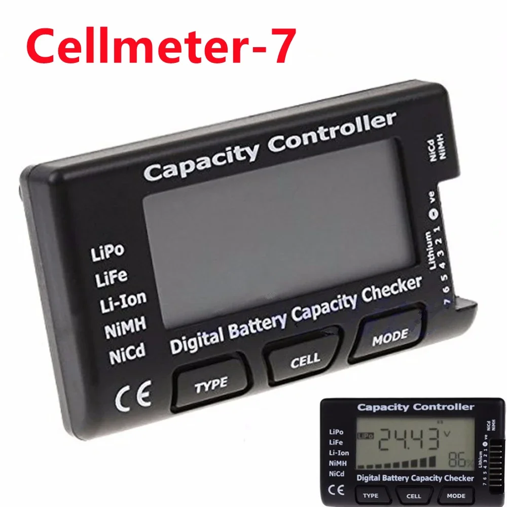 RC CellMeter-7 Digital Battery Capacity Checker LiPo LiFe Li-ion Nicd NiMH Battery Voltage Tester Checking CellMeter7