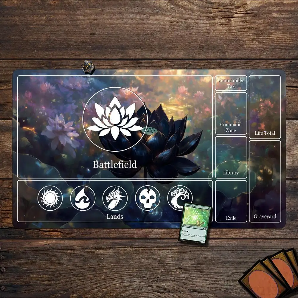 Black Lotus TCG Playmat,Waterproof Non‑Slip Card Game Mousepad for Tabletop Trading Card Gaming Accessory
