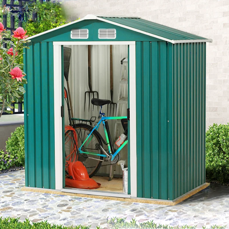 Large Heavy-Duty Metal Garden Tool Storage Shed, Weatherproof Steel Construction, Rust/UV/Water-Resistant, Foundation Included