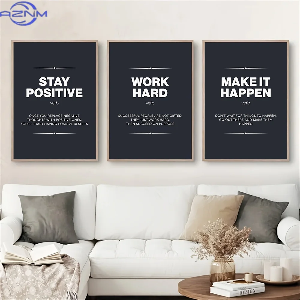 3pcs Unframed Inspirational Canvas Wall Art - 