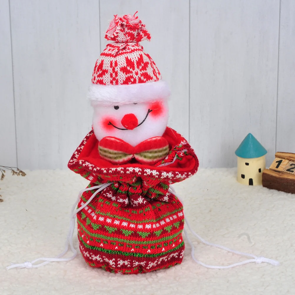 

1Pcs Christmas Tree Hanging Ornament Candy Storage Bag Knitted Large Capacity Portable Gift Drawstring Bag Party Decoration