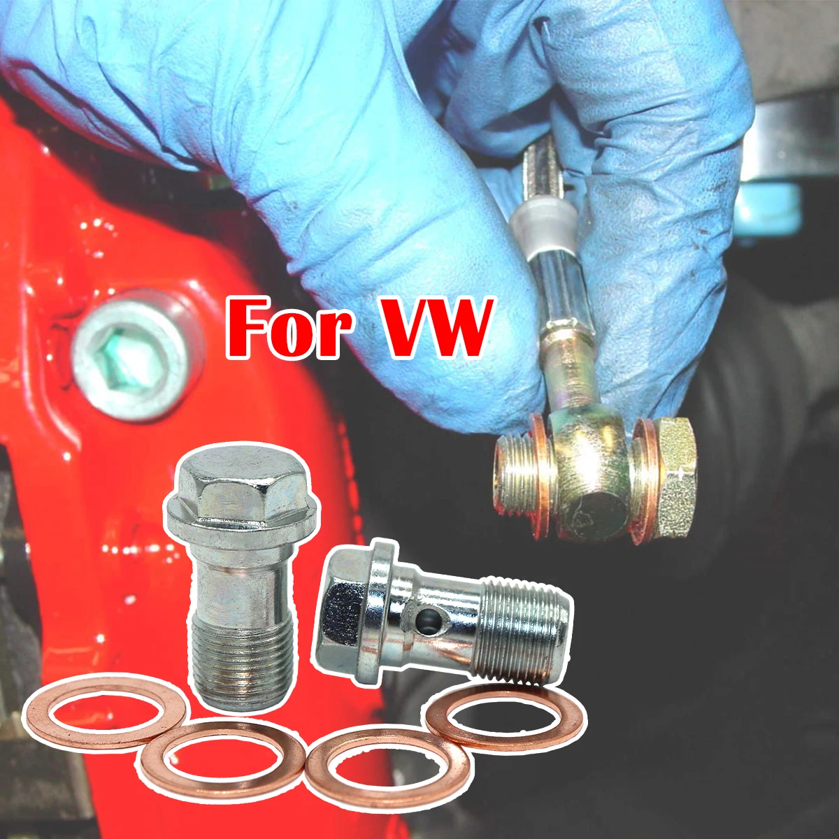 

Front Rear Left Right Caliper Hose Lines Banjo Fittings Bolts Copper Sealing Crush Washers For Passat Polo Golf MK4 Polo Lupo