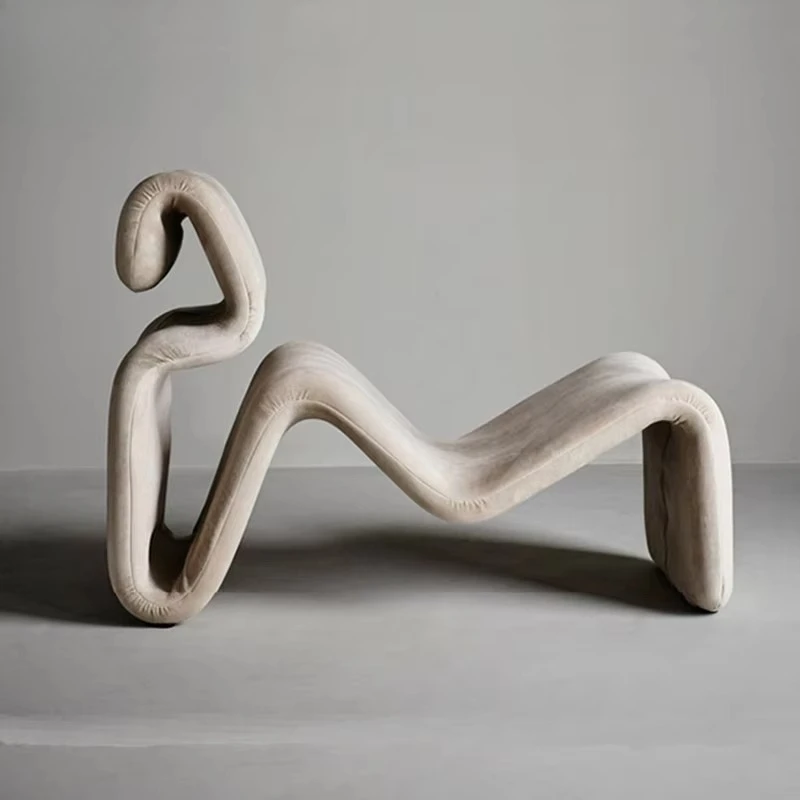 

Single sofa chair Nordic leather fabric modern hotel model room simple living room designer