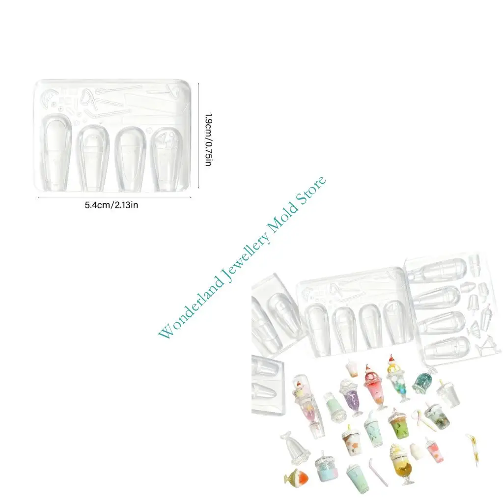 

H7EB Creative Bubble Teas Inspired Mold Jewelry Making Silicone Molds For Resin Art And Handmade Accessories