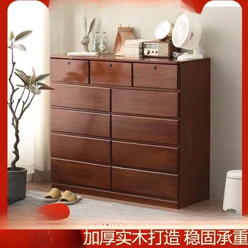 

Solid wood chest of drawers storage bedroom cabinet, locker, household living room locker, five-layer drawer storage cabinet