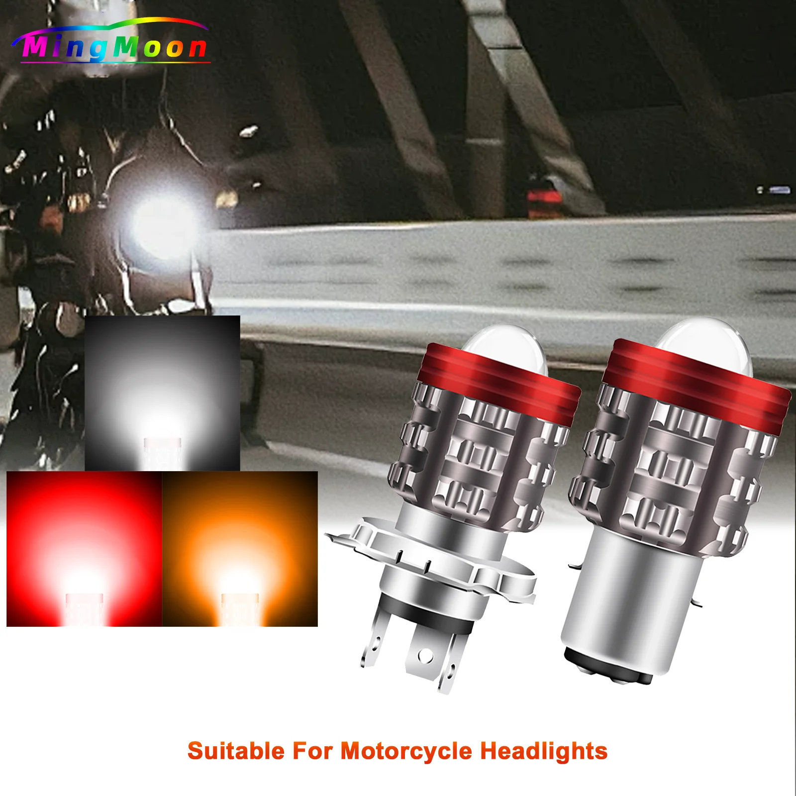 H4 LED Motorcycle Headlight BA20D H6 Angel Eye Motor Led Bulb Motorbike Head Lamp Dual Color White Yellow High Low Beam 12-24V