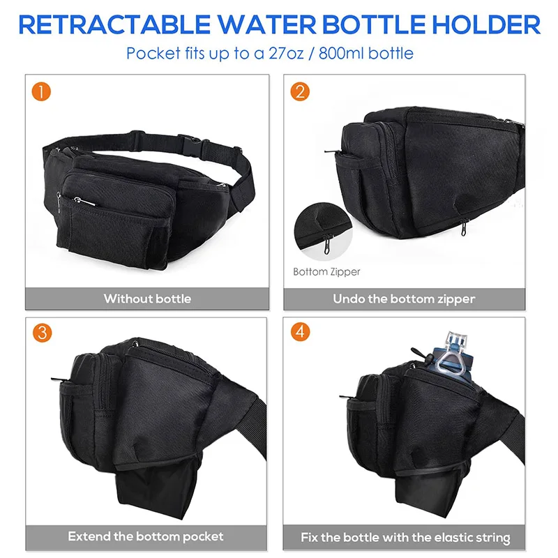 Large Fanny Pack with 12 Pockets for Men Women Hiking Waist Packs Hip Bug Bag Adjustable Belt Bag for Outdoors Workout Cycling