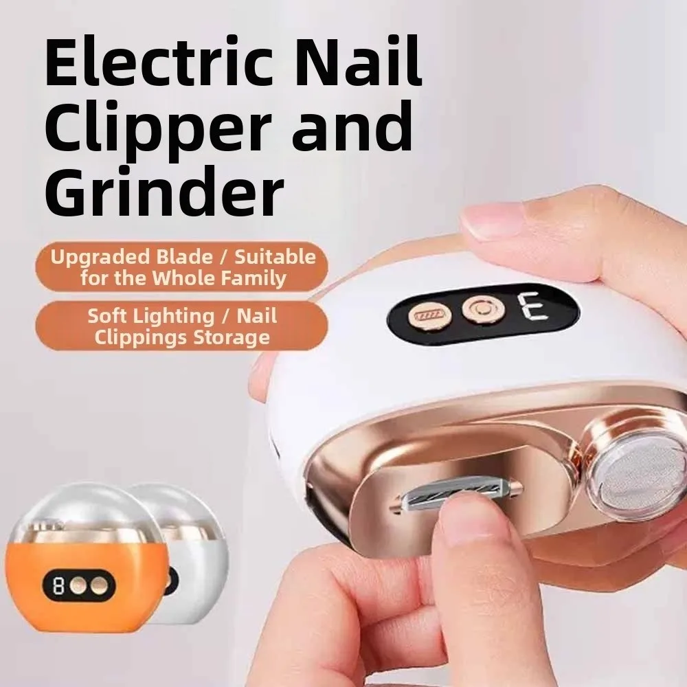 Rechargeable Electric Nail Clippers Anti-Splash with LED Electric Nail Trimmer Anti-Pinch Low Noise Nail Care Machine