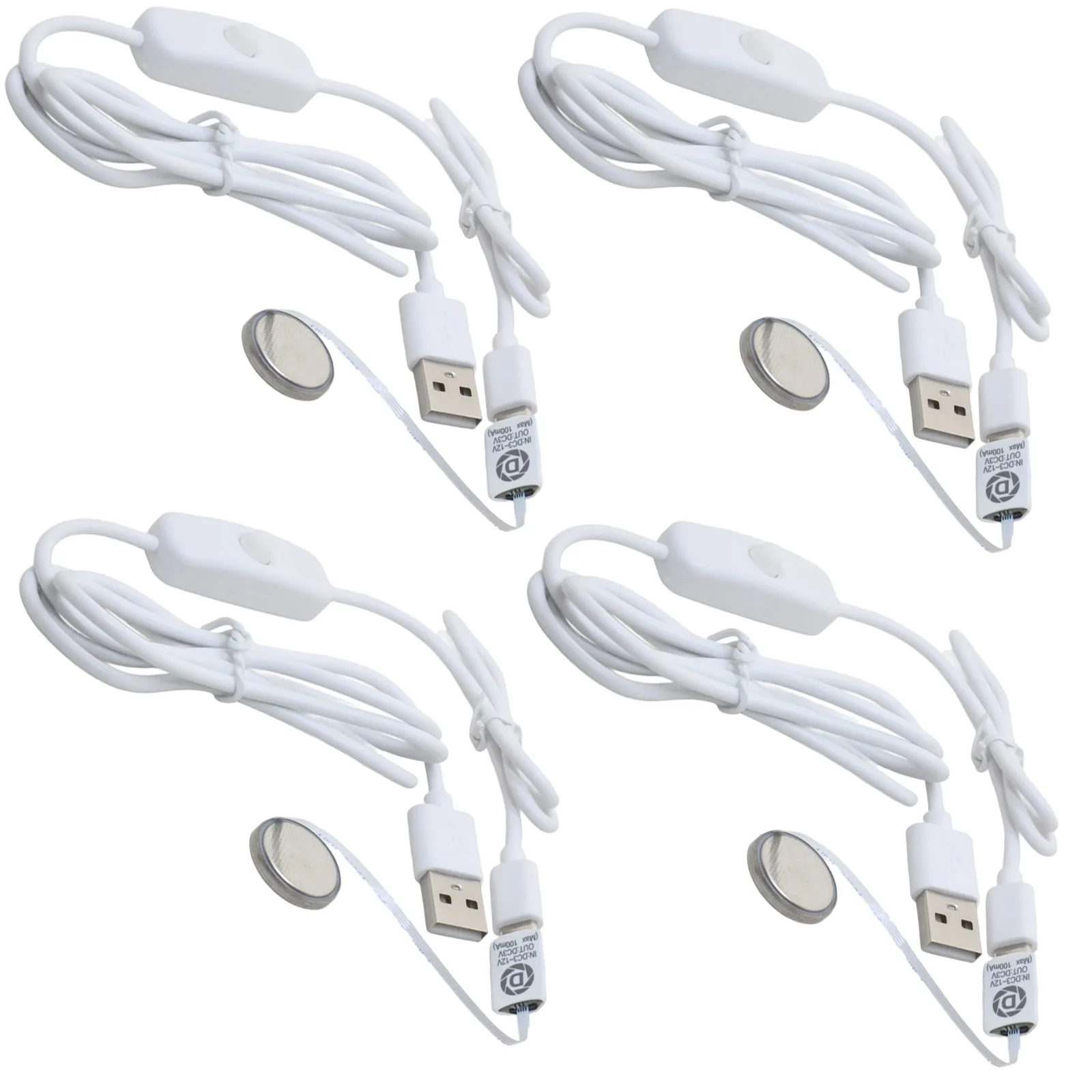 4pcs TYPE-C to CR2032 Dummy Battery Adapter Thin FFC Cable with USB Cable ON/OFF