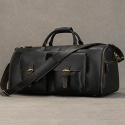 Borsone da uomo Super Large da 62cm borse da viaggio in vera pelle per uomo borse da uomo borsa da weekend su bagaglio Vintage Luxury