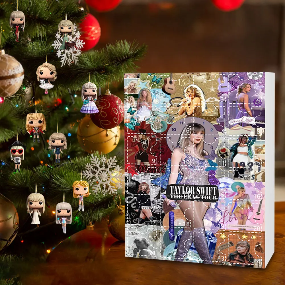 Taylor 24 Days Christmas Advent Countdown Calendar 2D Acrylic Decoration And Keychain Surprise To Favorite Countdown for Fans