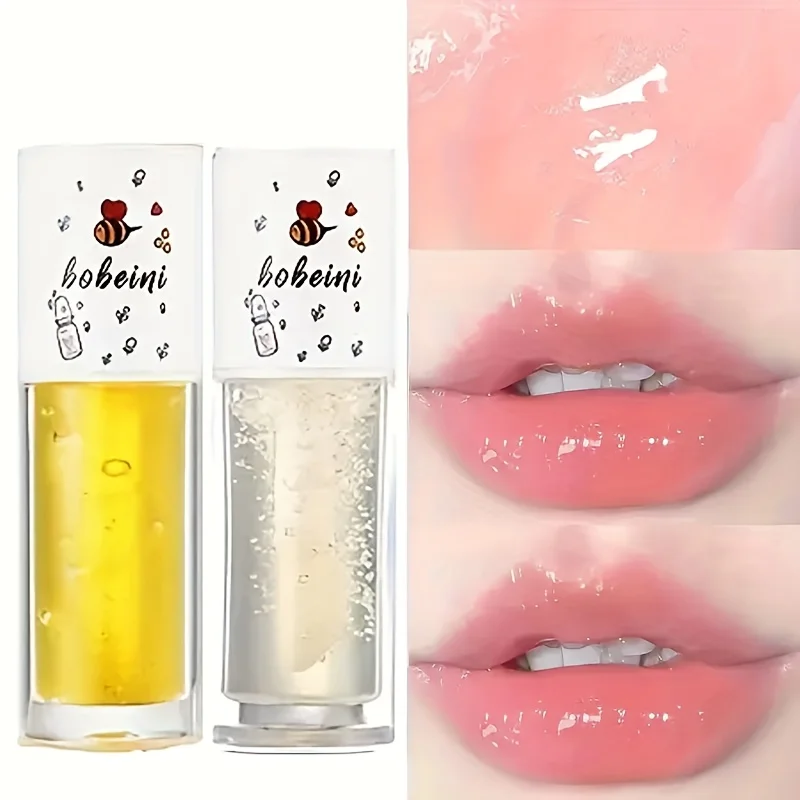 Long-lasting non-stick Lip Oil-Radiant lip balm, peach honey, party daily/special events-Ideal gift for women, pink/yellow tones