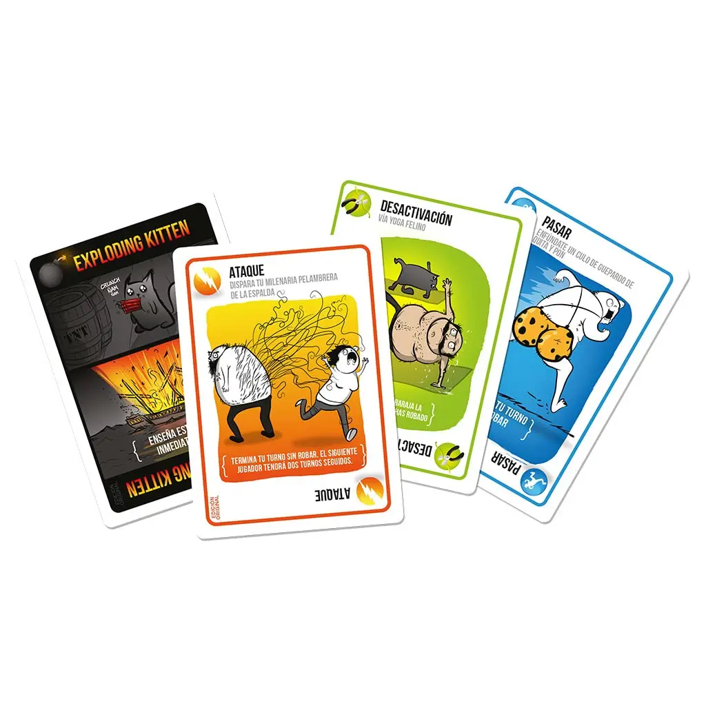 Patlayan yavru español Juego de cartas de gatitos explotantes, juegos de fiesta fáciles y amigables con la familia, juegos de