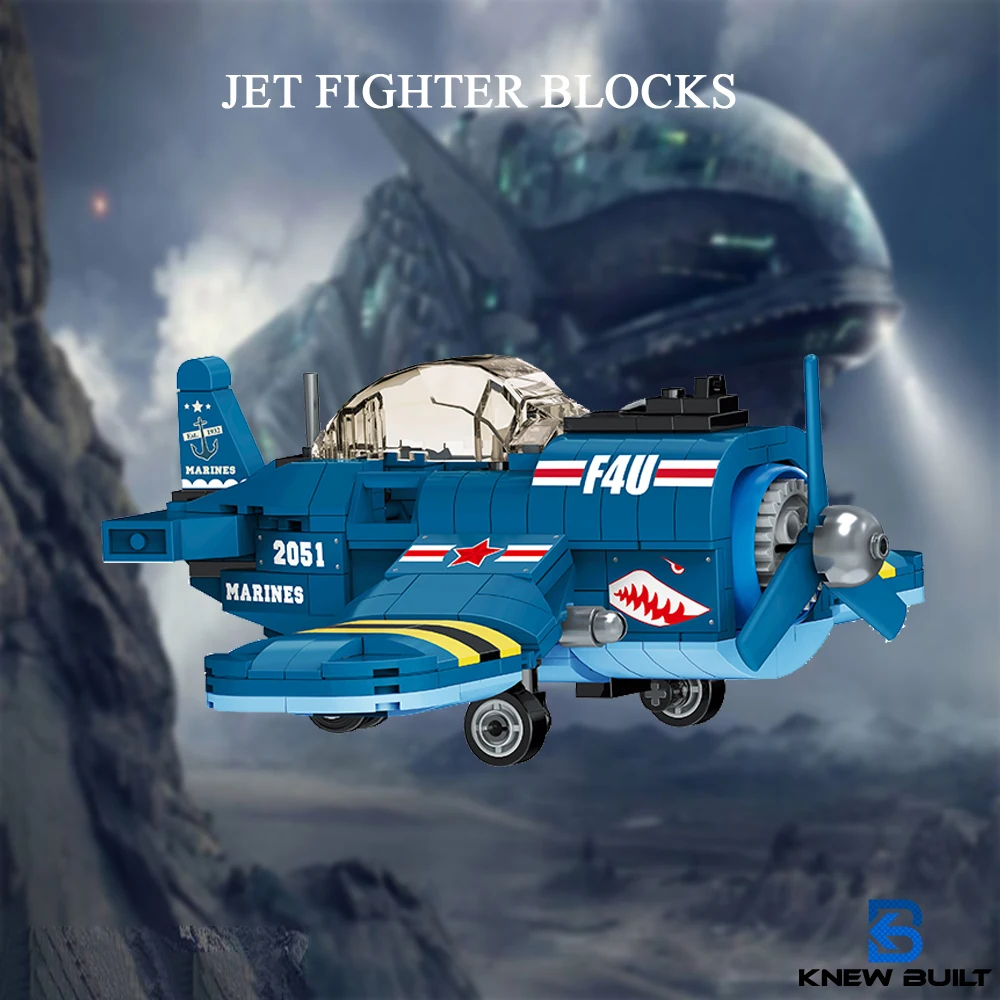 KNEW BUILT Fighter Jet Mini Building Block Toy Set for Kids Boy Adult Beginner Military Plane Airplane Pirate Transporter Brick