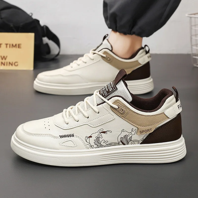 Men Vulcanized Shoes Spring New Breathable White Shoes Male Students Trendy Versatile Sports Shoes Casual Sneakers