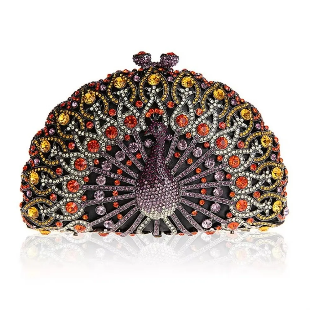 Peacock Rhinestone Bag Empty Metal Crystal Dinner Handmade Diamond Bag Women's Diamond Handbag Luxury Designer Bags High Quality