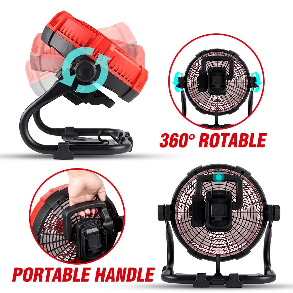 ONEVAN 500W 20000RPM Electric Camping Fan Cordless Fan Strong Wind Cooling Fan For Home Outdoor Wroking For Makita 18V Battery