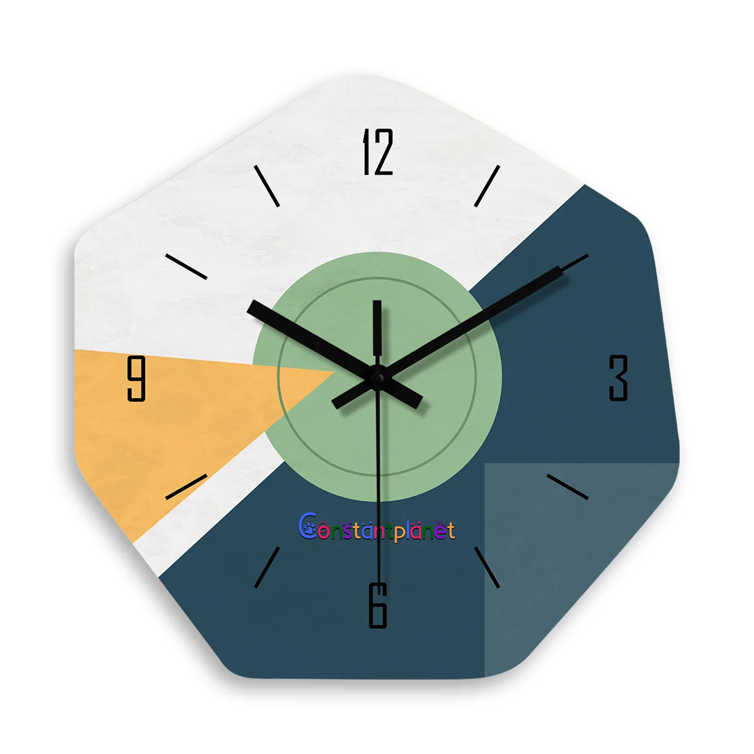 Modern Simple Geometric Color Matching Crystal Porcelain Wall Clock Living Room Bedroom Kitchen Home Decoration Wall Clock Silent Quartz Clock Holiday Gift 12 Inches 14 Inches 16inch (Without Batteries)