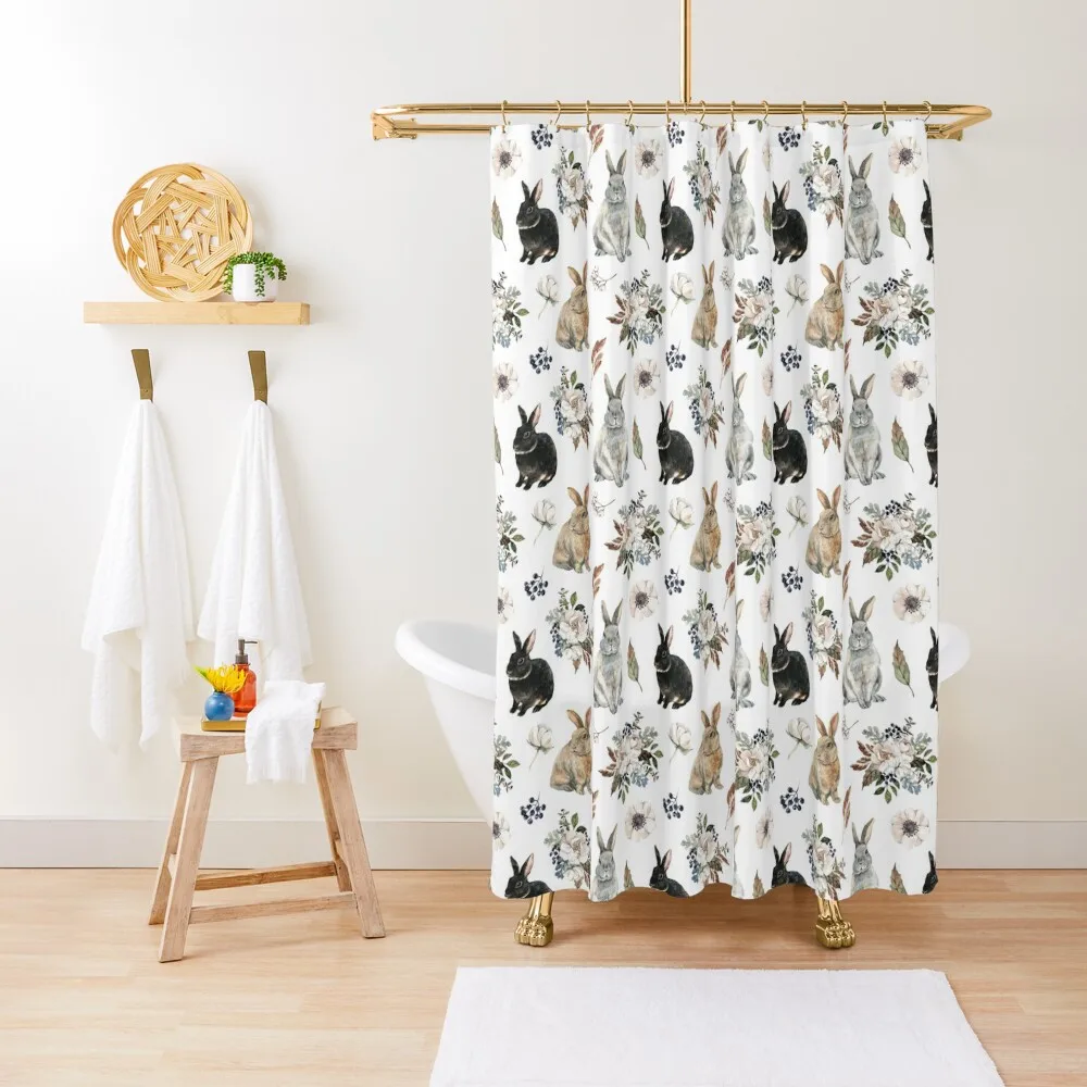 

Floral Nature Rabbits Pattern Shower Curtain For Bathroom Shower Bathroom For Shower Bathroom Set Curtain