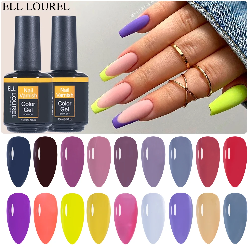 ELL LOUREL 2022 Summer Gel Nail Polish 15ml Vernis Semi Permanent UV Bright Color Gel Varnish Lacquer Manicure Nail Art Supplies