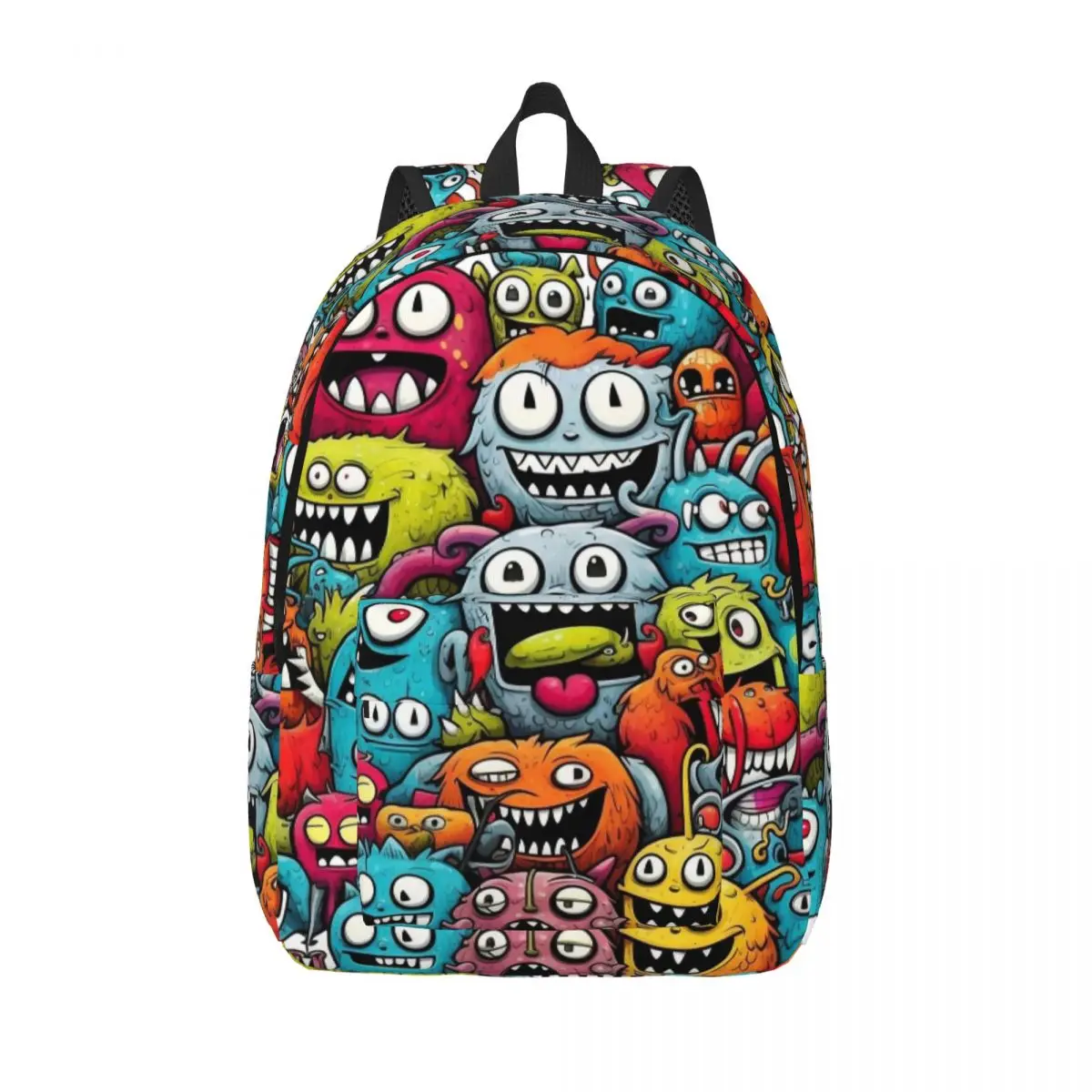 Halloween Monster Cartoon Teeth Backpack Middle High College School Student Bookbag Teens Daypack Gift