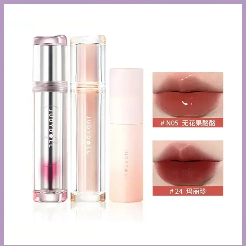Judydoll Mirror Water Lip Gloss Transparent Glass Lip Oil Waterproof Liquid Lipstick Nude Brown Clear Tint Jelly Pretty Makeup