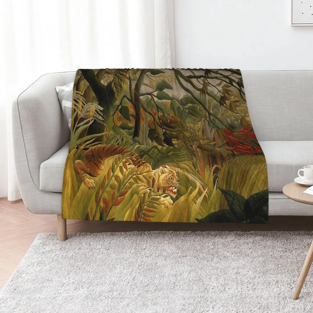 Henri Rousseau - Tiger in a Tropical Storm Throw Blanket Luxury Brand Hair Retros For Baby Luxury Designer Comforter Blankets
