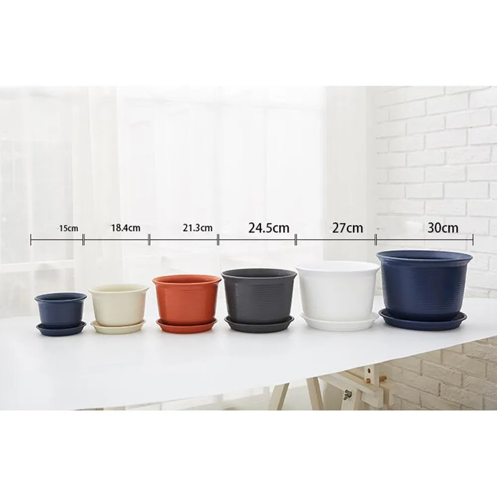 1Pcs Plastic Flower Pot Resin Round Gray Black Decorative Flower Storage Holder Cosmetics Organizer Small Bonsai Plant Basket