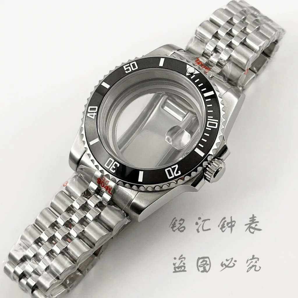 

40MM Men's Watch Case Sapphire Crystal Ceramic Insert Watch Case Glide Lock Clasp Fit NH34 NH35 NH36 ETA2824 Movement 120 Clicks