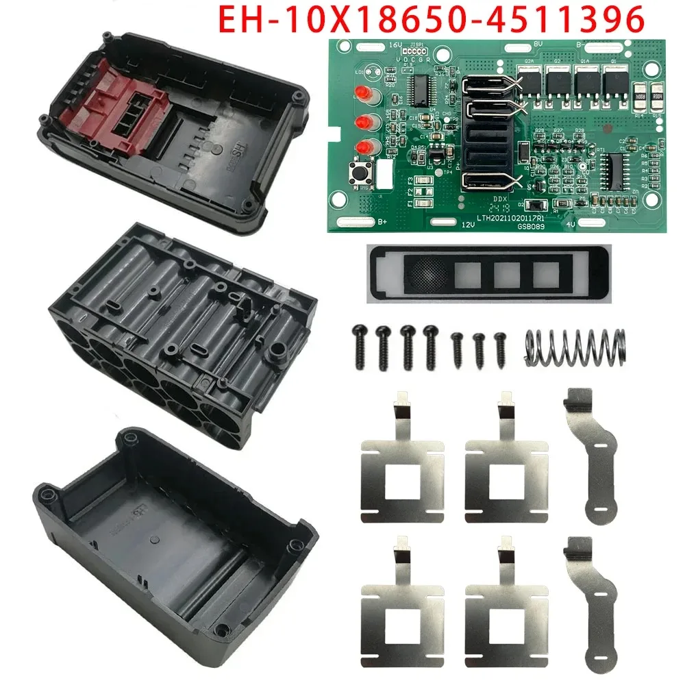 For EINHELL 18V 20V Lithium 10X18650 Li-ion Battery Plastic Case Charging Protection Circuit Board PCB Battery Box