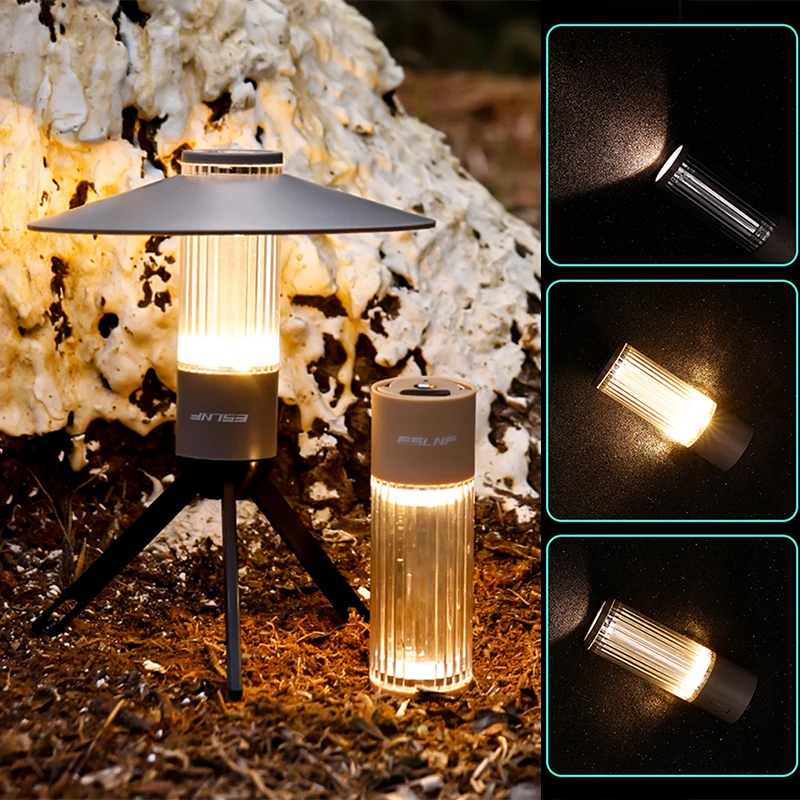 2023 Portable Camping Light LED USB Rechargeable 3 Lighting Modes Camping Lantern Outdoor Led Work Flashlight Tent Camp Supplies