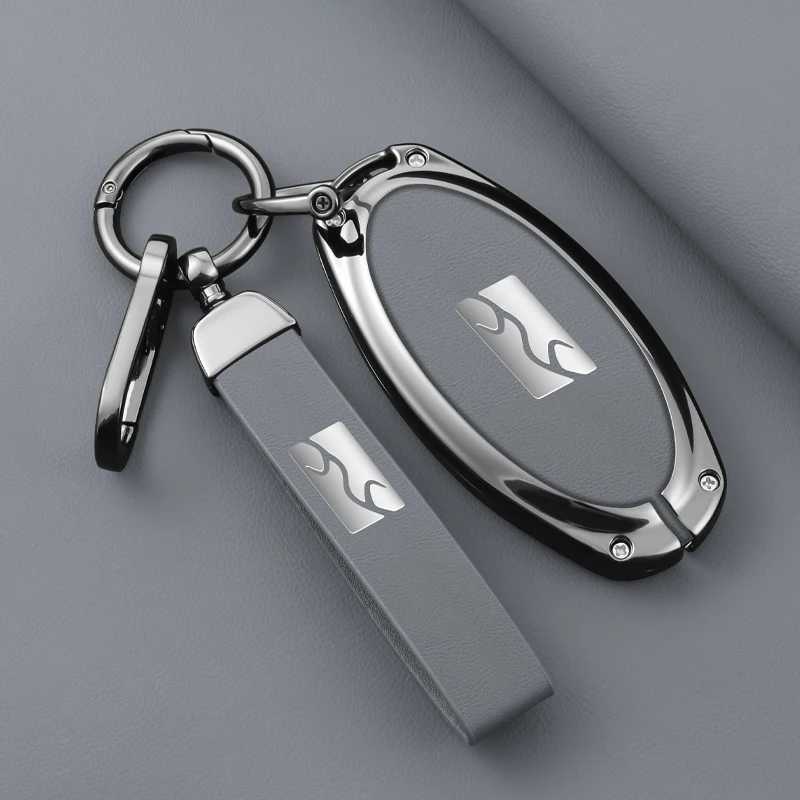 حافظة مفاتيح السيارة الجلدية المصنوعة من سبائك الزنك BYD حافظة مفاتيح السيارة الذكية عن بعد U8 U9 حافظة واقية لمفتاح السيارة