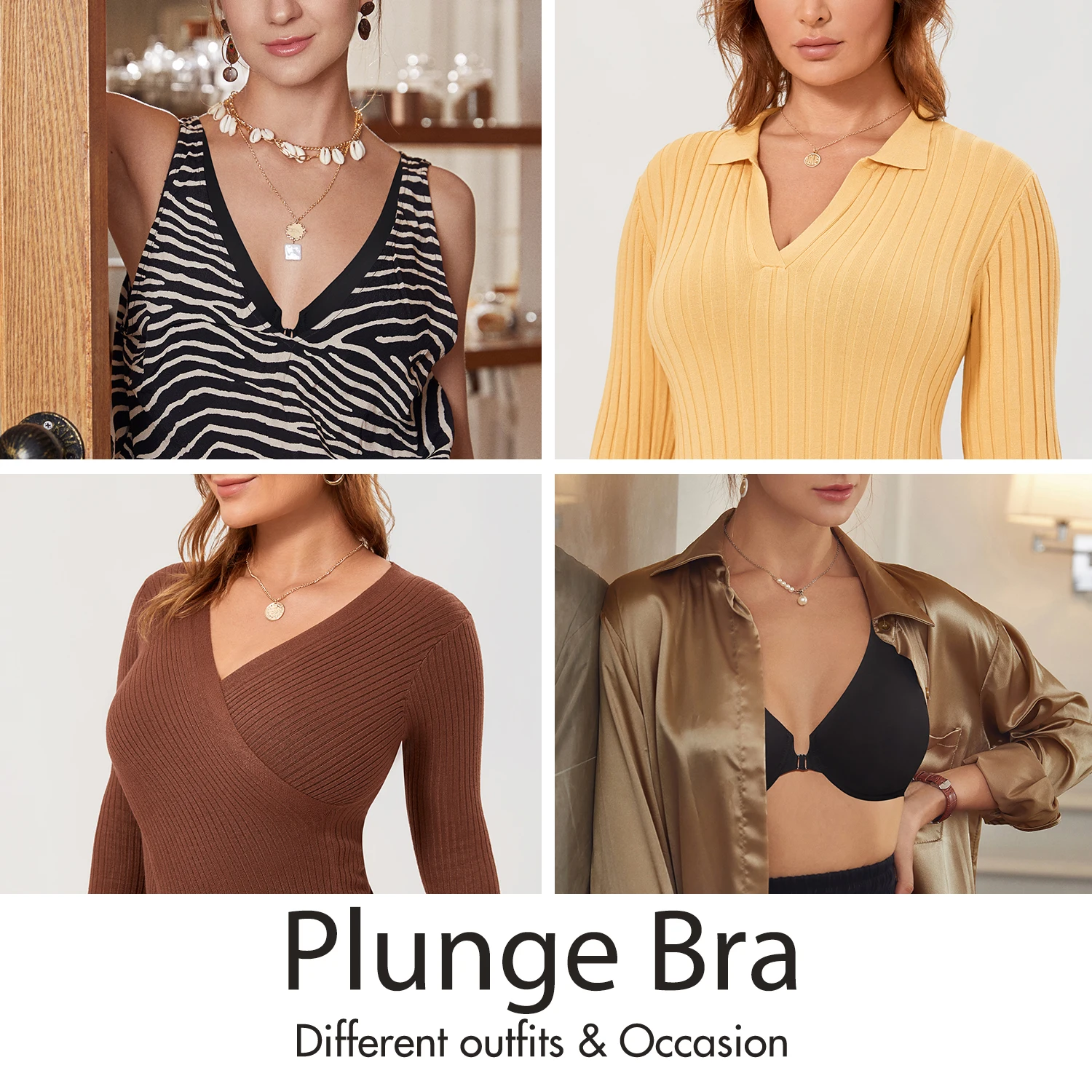 Women's  Front Close Plus Size Plunge Non Padded Seamless Underwire Bra Racerback Wide Cushioned Adjustable Straps B-DD E F