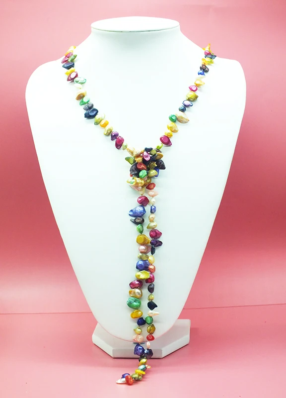 

Смешанные цвета. Колье из настоящего натурального жемчуга в стиле барокко. Гламурное женское весеннее ожерелье-свитер 120 см